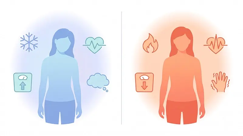 Hypothyroidism vs Hyperthyroidism Side-by-Side Comparison Chart